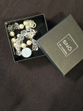 SNÖ of Sweden Crystal Pearl Convertible Necklace Bracelet Set